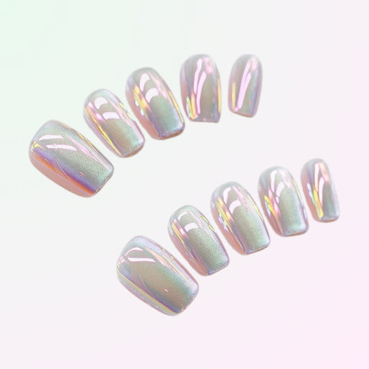 Iridescent Aurora Press-On Nails - PINK