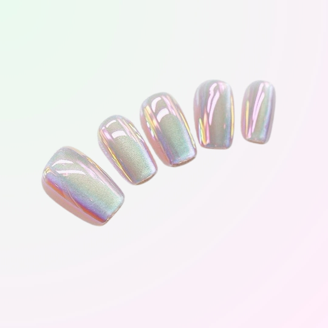 Iridescent Aurora Press-On Nails - PINK